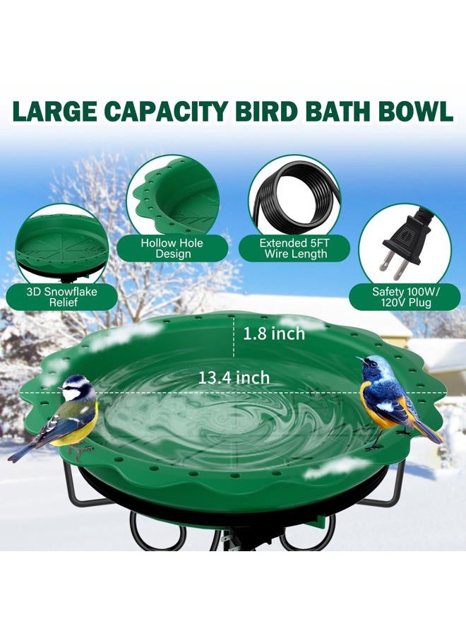 Jvgoo Heated Bird Bath, Powerful 100W Thermostat Control Heated Bird Baths for Outdoors for Winter with 5-Prong Metal Stake, Heated Birdbath Water Heater for Outside Garden Yard Patio Lawn (Green) - Image 2