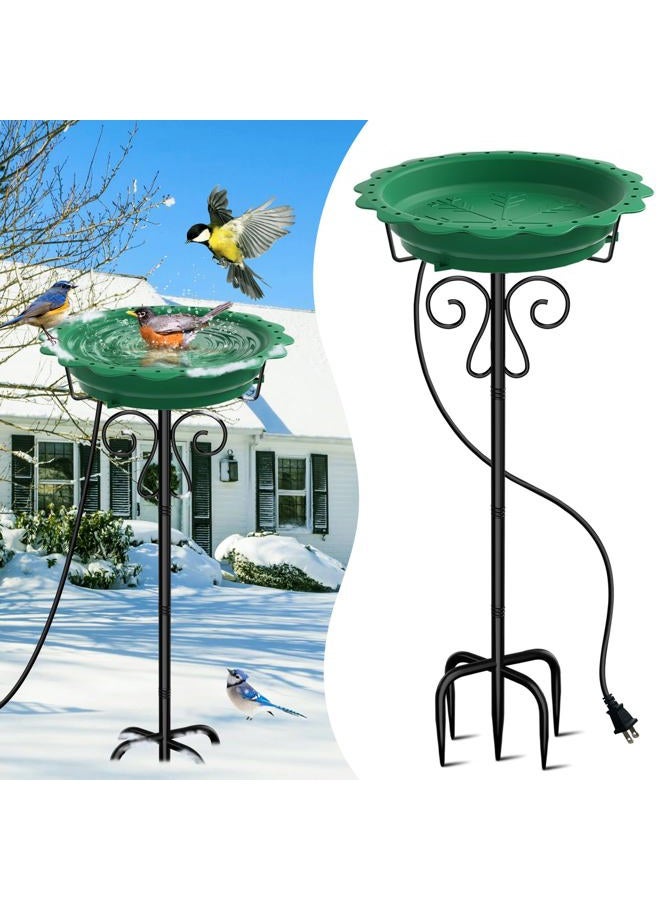Jvgoo Heated Bird Bath, Powerful 100W Thermostat Control Heated Bird Baths for Outdoors for Winter with 5-Prong Metal Stake, Heated Birdbath Water Heater for Outside Garden Yard Patio Lawn (Green) - Image 1
