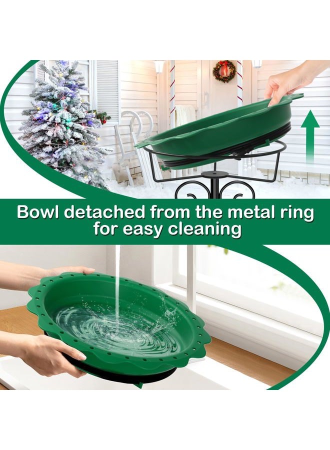 Jvgoo Heated Bird Bath, Powerful 100W Thermostat Control Heated Bird Baths for Outdoors for Winter with 5-Prong Metal Stake, Heated Birdbath Water Heater for Outside Garden Yard Patio Lawn (Green) - Image 4