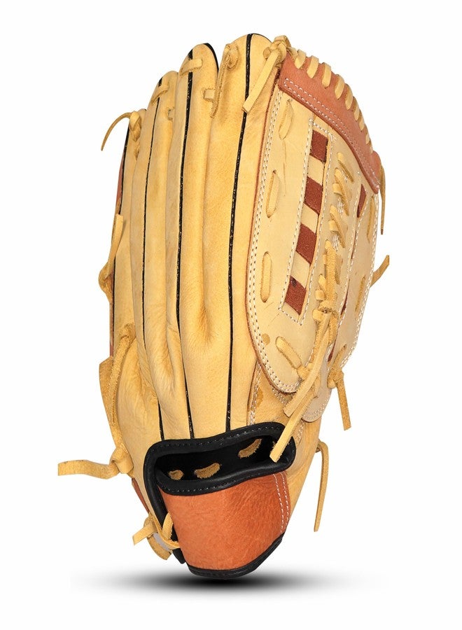 GDON Softball Baseball Leather Right Hand Glove Color Yellow Brown - Image 2
