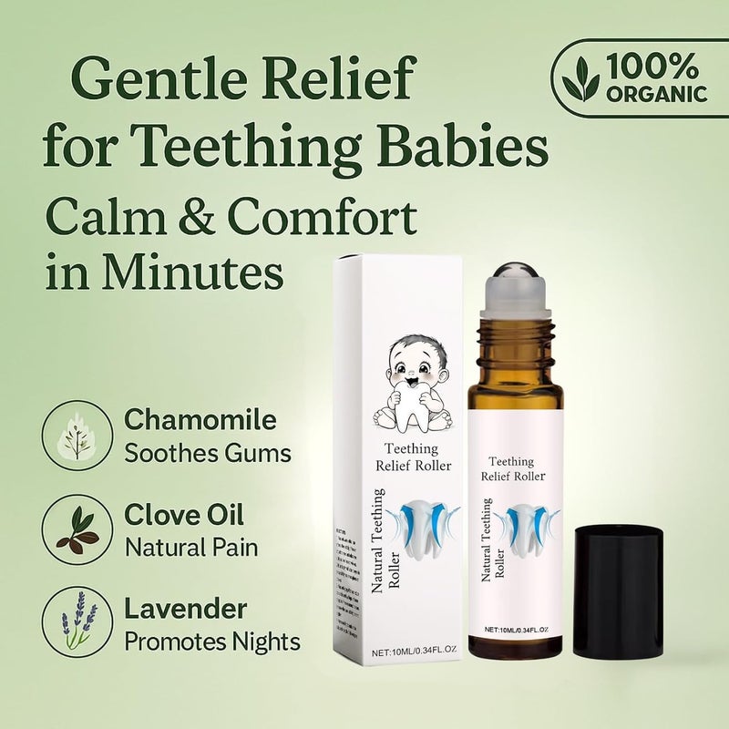YOOJ ® Teething Relief Roller, Baby Teething Oil Roller, Topical Calming Relief, Reduce Teething Discomfort, Reduce The Discomfort of Gum Swelling, Pure Natural Safe Formula - Image 2