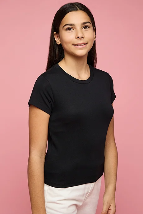 R&B Solid T-Shirt with Crew Neck and Short Sleeves