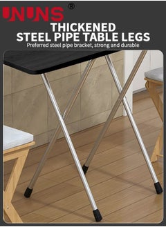 UNUNS Folding Table,Folding TV Table,TV Tray,Dinner Tray,Dinner Folding Table for Small Space Eating,Dinner Foldable Side Desk with Wooden Top and Metal Frame  - Image 2
