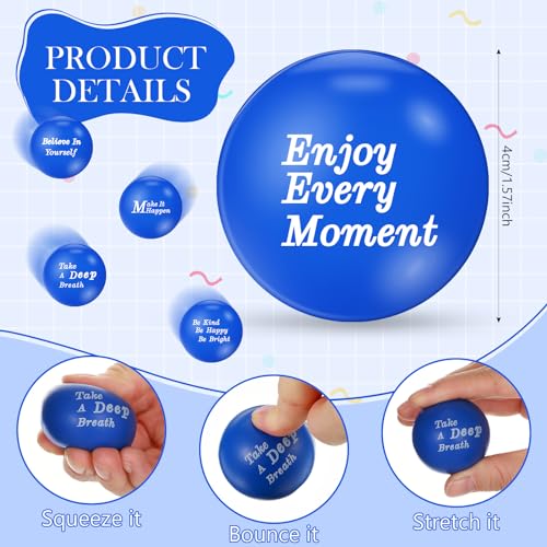Poen 120 Pcs Motivational Stress Balls for Adults Bulk 157 Inch Stress Relief Balls Foam Squeeze Toys with Inspirational Quotes Anxiety Relief Fidget Toys for Office Employee GiftsBlue - Image 5