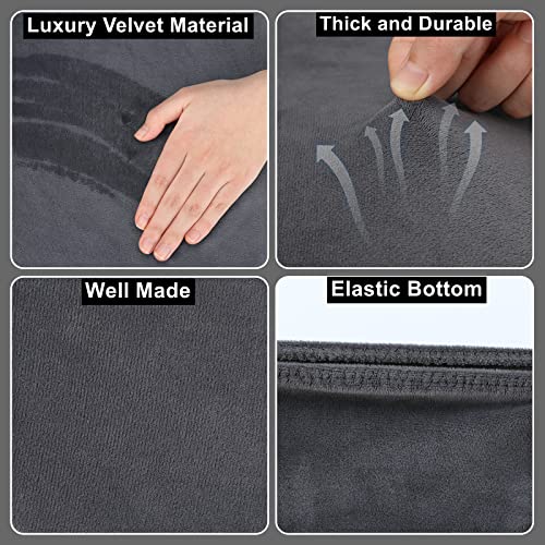 AZHCHKE Stretch Velvet Toilet Lid Cover and Toilet Tank Lid Cover, Bathroom Super Soft Toilet Lid Cover Set Luxury Velvet Plush, with Elastic Bottom, Machine Wash, Dark Grey - Image 3
