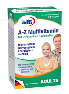 EuRho Vital A-Z Multivitamins With 24 Vitamins & Minerals For Adults - 60 Tabs  - Image 2