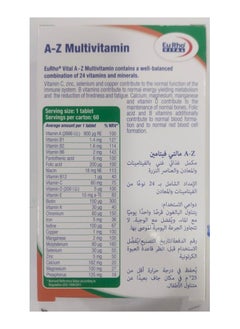 EuRho Vital A-Z Multivitamins With 24 Vitamins & Minerals For Adults - 60 Tabs  - Image 3