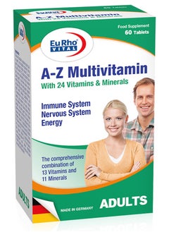 EuRho Vital A-Z Multivitamins With 24 Vitamins & Minerals For Adults - 60 Tabs  - Image 1