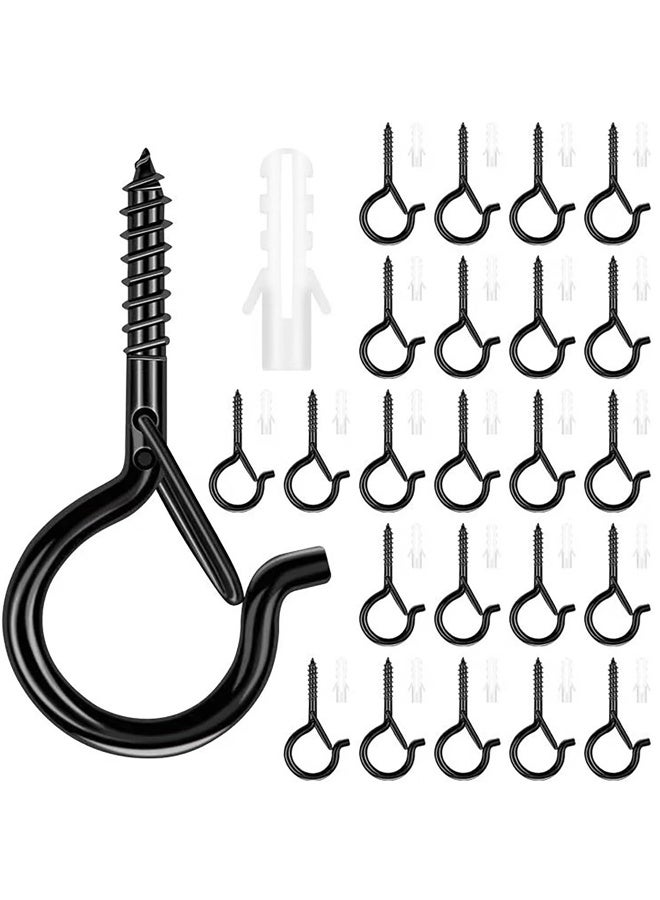 20 PCS Q-Hanger Hooks with Safety Buckle, Windproof Screw Hooks for Outdoor String Lights Hanging, Plants - Image 1