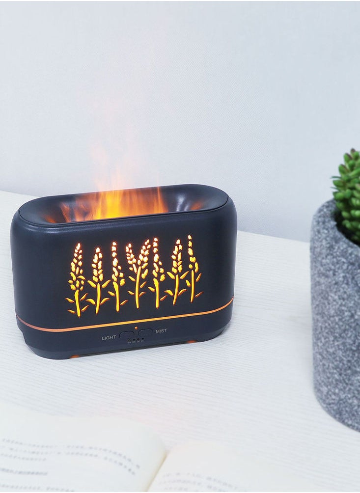 Perfii Flame Effects LED Aroma Diffuser - 200ml Wood Grain Ultrasonic Humidifier with Quiet Operation and Automatic Shut Off, Perfect for Bedroom, Travel, Office, and Home  - Image 3
