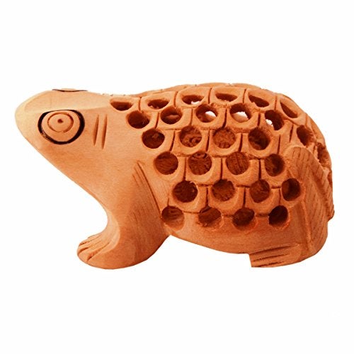Purpledip Wooden Frog with Beautiful Fine Carving; Miniature Idol Gift Vaastu Feng Shui Good Luck Charm (11255) - Image 1