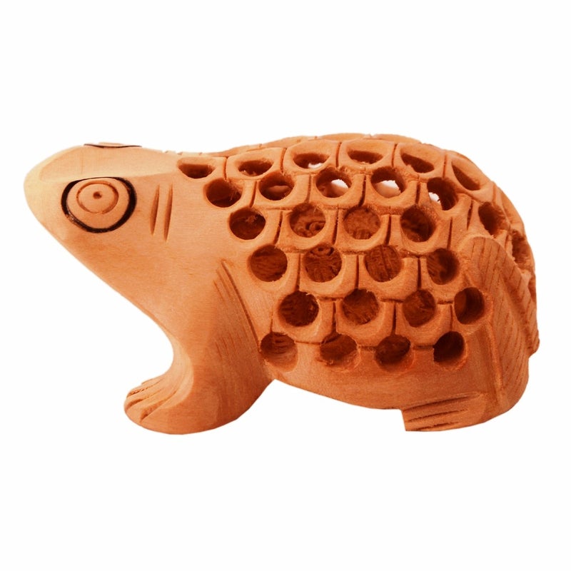 Purpledip Wooden Frog with Beautiful Fine Carving; Miniature Idol Gift Vaastu Feng Shui Good Luck Charm (11255) - Image 5