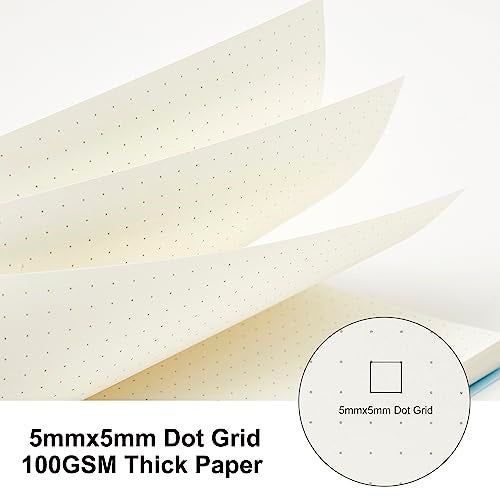 MSTONAL مجموعة دفاتر ملاحظات دوارة MSTONAL 3 حزمة، دفتر ملاحظات A5 بنقاط 5.8" × 8.3"، 100GSM شبكة نقاط 5x5mm، 80 ورقة/160 صفحة، دفاتر ملاحظات دوارة لتدوين الملاحظات، دفتر رسم - Image 2