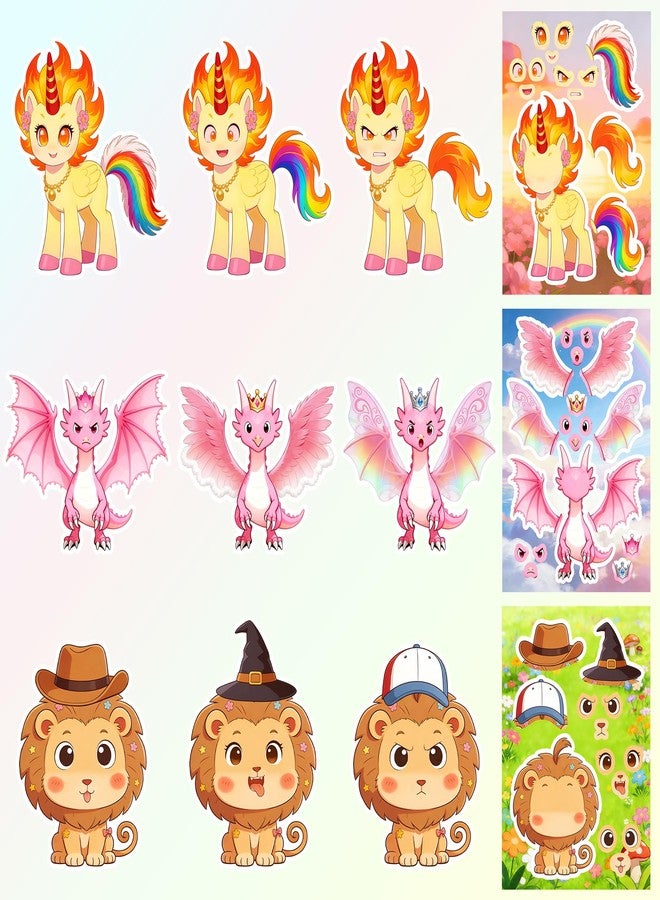 Wercokt 27 Sheets Make a face Stickers for Kids 8.26"x5.9", 9 Designs Animal Theme, Birthday Party Favors, Classroom Activities - Image 4