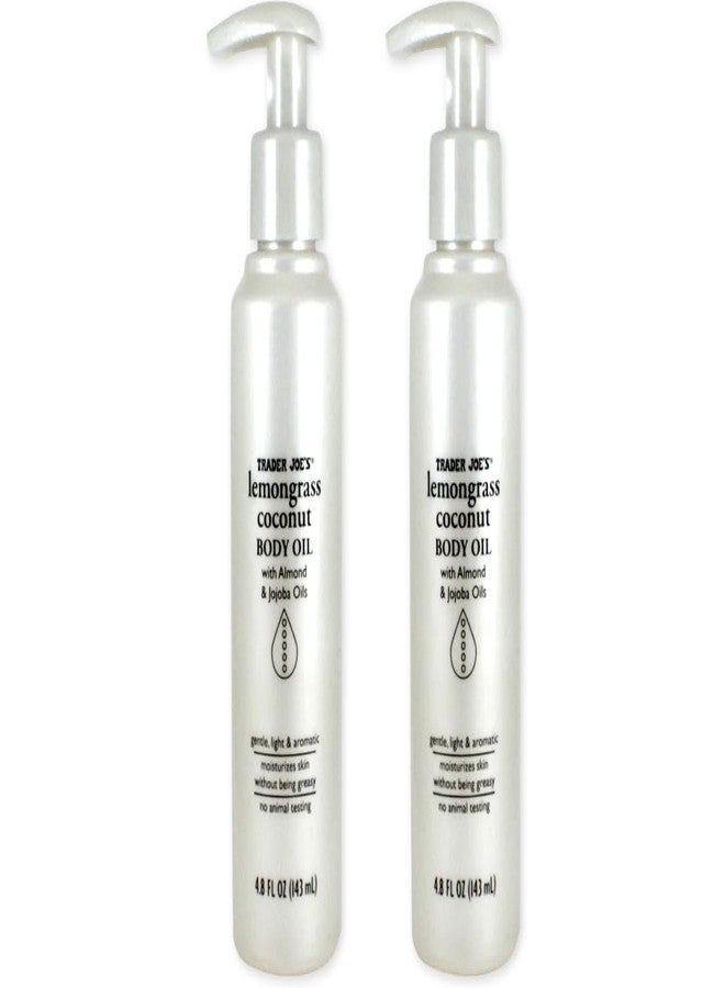Trader Joe's Lemongrass Coconut Body Oil with Almond and Jojoba Oils 4.8 FL OZ (143 ml) - 2 PACK - Image 1