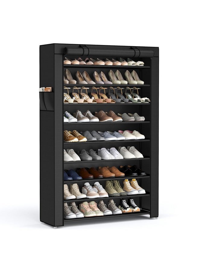 SONGMICS SONGMICS Shoe Rack with Non-Woven Fabric Cover, 9 Tier Storage Shelf for 40-50 Pairs of Shoes, Entryway, Suitable for Sneakers, High Heels, Flats, and Boots, Black URXJ36HV1  - Image 1