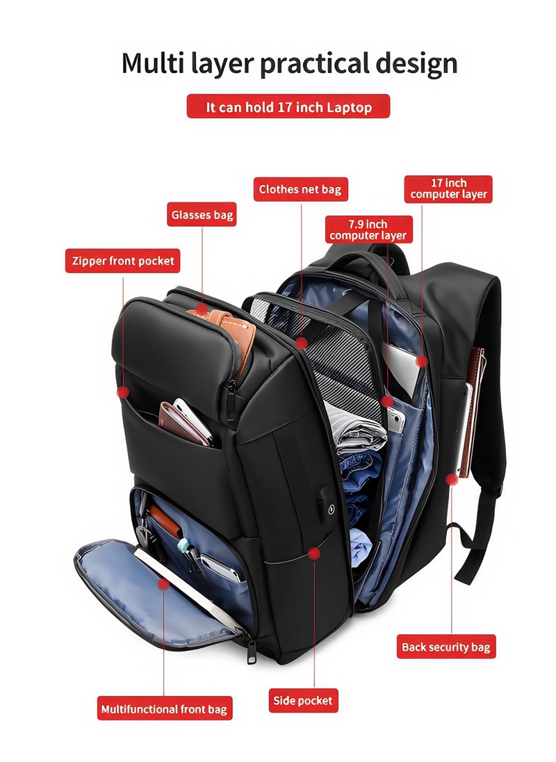 Skycare Skycare Large-Capacity Men's Laptop Backpack for Business Travel, with USB Charging Port -Waterproof and Multi-Functional  - Image 3