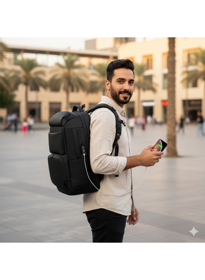 التمريض الجوي حقيبة ظهر للكمبيوتر المحمول للرجال بسعة كبيرة من سكاي كير لسفر العمل، مع منفذ شحن USB - مقاومة للماء ومتعددة الوظائف - Image 2