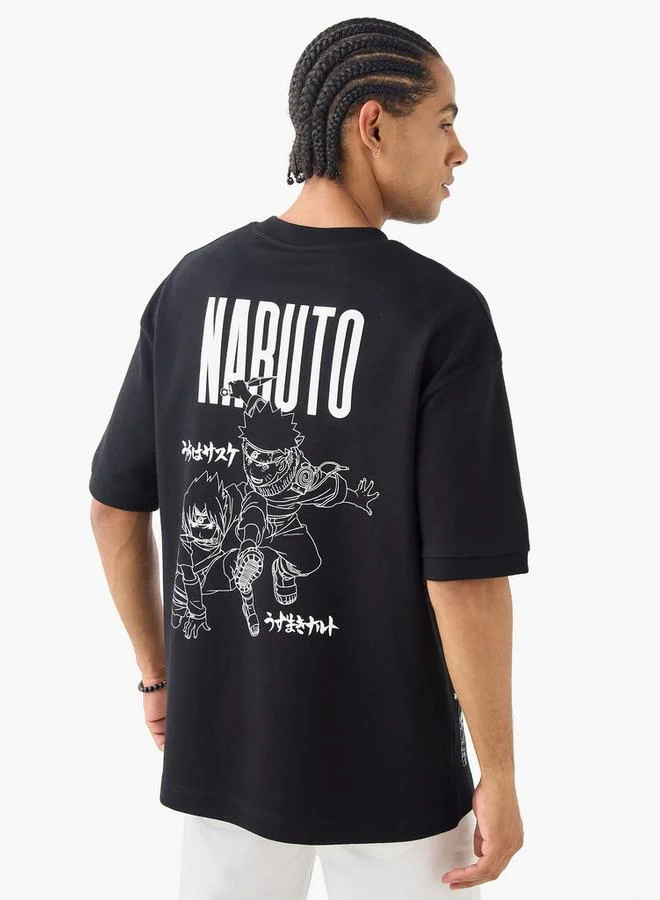 اس بي كاركترز تيشيرت ناروتو بطبعة ورقبة دائرية