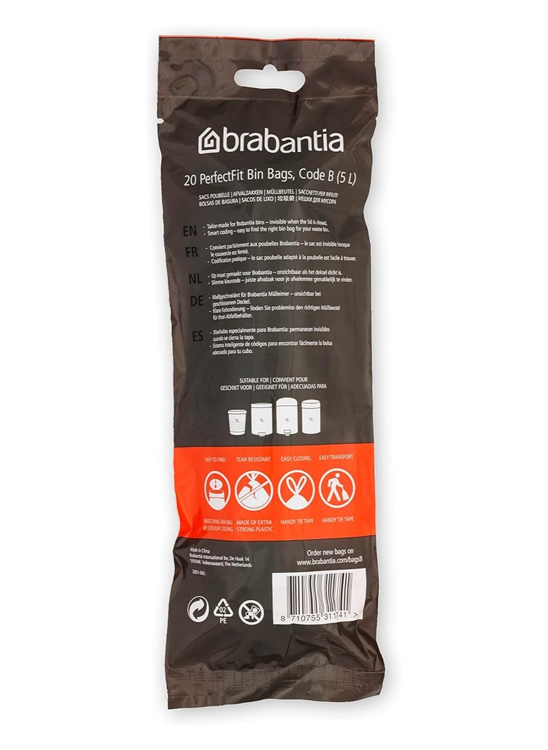 Brabantia PERFECTFIT BIN BAGS Code B (5-7 litre), 10 Rolls with 20 Bags (200 Bags), White - pzsku/Z212F84F0FCCEEAC84BC5Z/45/_/1718901099/6c2dac85-fde8-4d6c-937e-a961a3e93a49