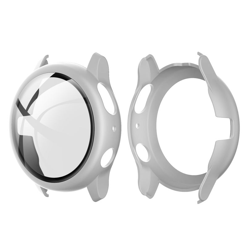 Galaxy Watch Active 2 Case: White Ultra-Thin PC & Tempered Glass Protector - Full Shockproof Scratch Protection HD Clarity for Samsung Galaxy Watch Active 2 - Image 2