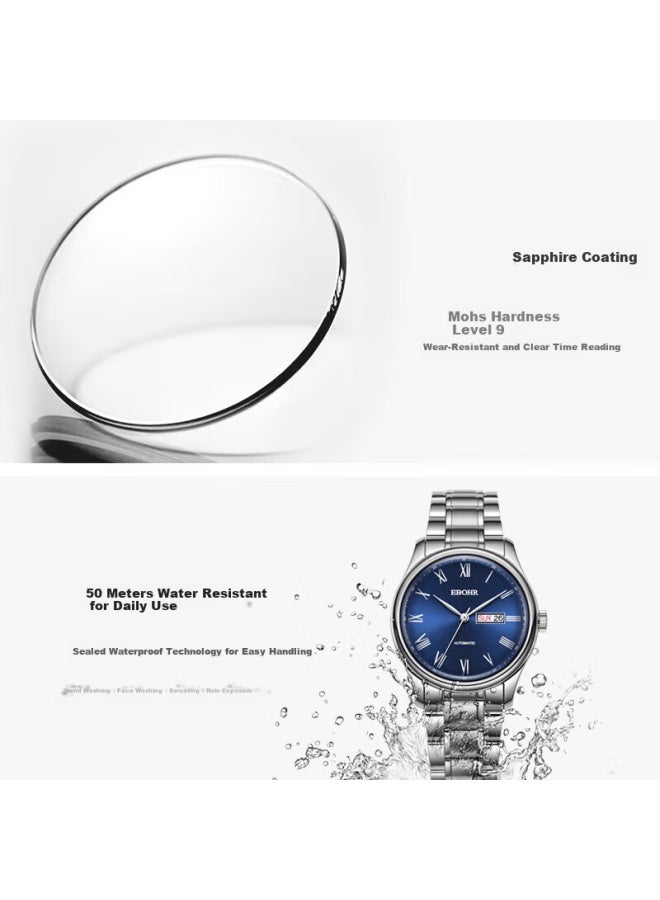 Ebohr Men's Automatic Mechanical Watch With Date, Stainless Steel Band, National Brand, Couple's Gift For Birthday, Qixi Festival, Valentine's Day - Image 4