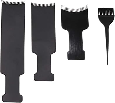 Lurrose Hair Dye Board and Brush 4pcs Balayage Board and Brush Set 3pcs Flat Comb Board Balayage Highlights Boards and Hair Coloring Brush for Barber Home Salon - Image 1