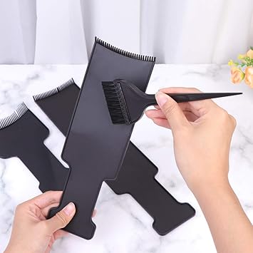 Lurrose Hair Dye Board and Brush 4pcs Balayage Board and Brush Set 3pcs Flat Comb Board Balayage Highlights Boards and Hair Coloring Brush for Barber Home Salon - Image 3