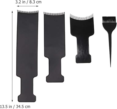 Lurrose Hair Dye Board and Brush 4pcs Balayage Board and Brush Set 3pcs Flat Comb Board Balayage Highlights Boards and Hair Coloring Brush for Barber Home Salon - Image 2