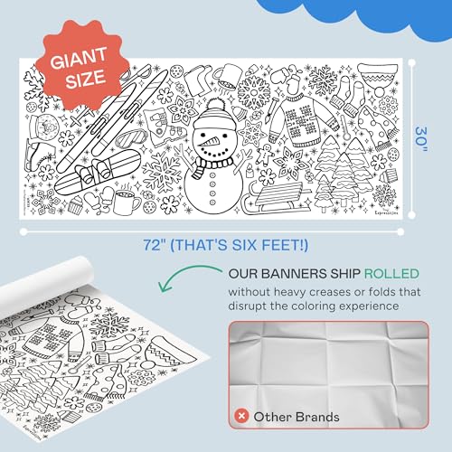 Tiny Expressions Winter Coloring Poster  Rolled No Creases 30 x 72 Giant Coloring Table Cloth to Color On - Image 5