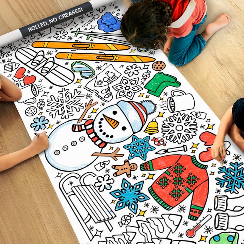Tiny Expressions Winter Coloring Poster  Rolled No Creases 30 x 72 Giant Coloring Table Cloth to Color On - Image 3