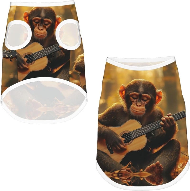 The Monkey Playing Guitar Print Pet Clothes for Small Dogs and Cats – Soft Cotton Dog Pajamas, Cat Outfit, for Chihuahuas, Dachshund Clothes, Puppy Clothes Small - Image 3