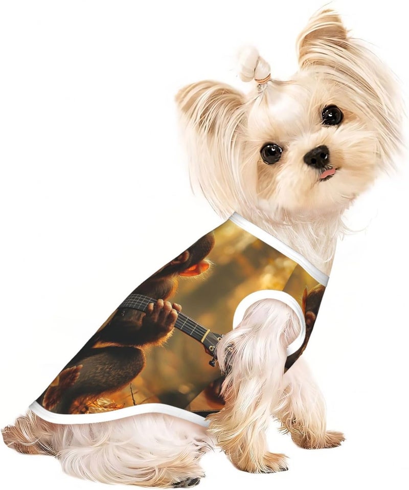 The Monkey Playing Guitar Print Pet Clothes for Small Dogs and Cats – Soft Cotton Dog Pajamas, Cat Outfit, for Chihuahuas, Dachshund Clothes, Puppy Clothes Small - Image 2