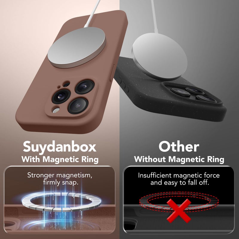 SuydanBox Magnetic for iPhone 14 Pro Max Case, Compatible with MagSafe, [Full Camera Protection][Screen Protector] Silicone Shockproof Protective Phone Case for iPhone 14 Pro Max 6.7", Brown - Image 5