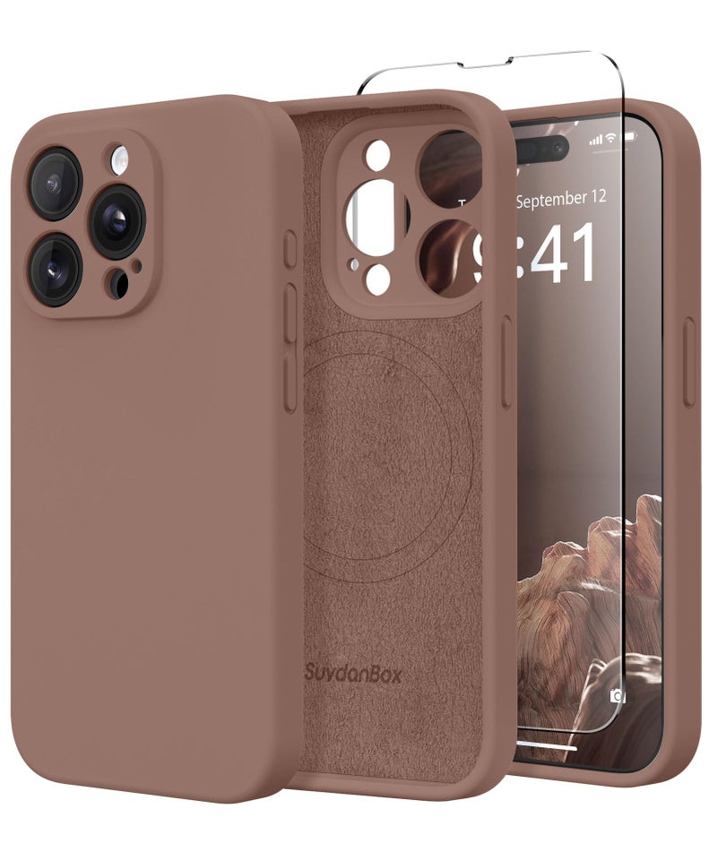 SuydanBox Magnetic for iPhone 14 Pro Max Case, Compatible with MagSafe, [Full Camera Protection][Screen Protector] Silicone Shockproof Protective Phone Case for iPhone 14 Pro Max 6.7", Brown - Image 1