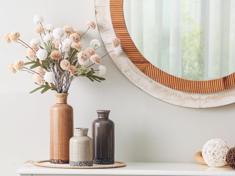 ooit Ceramic Vase Set of 3, Neutral Flower Vases Home Decor, Pottery Rustic Farmhouse Decorative Vases Modern Decor for Table Mantel Entryway Bookshelf Living Room Kitchen Bedroom - Brown - Image 5