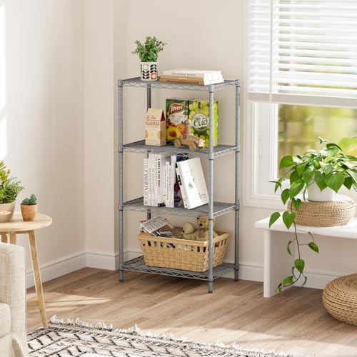 SINGAYE 4 Shelves Adjustable Storage Shelf Wire Shelving Rack Bathroom Standing Units Laundry Room Organization for Kitchen Office Bathroom Organizers Metal Pantry 14" D x 24" W x 48" H Gray - Image 5
