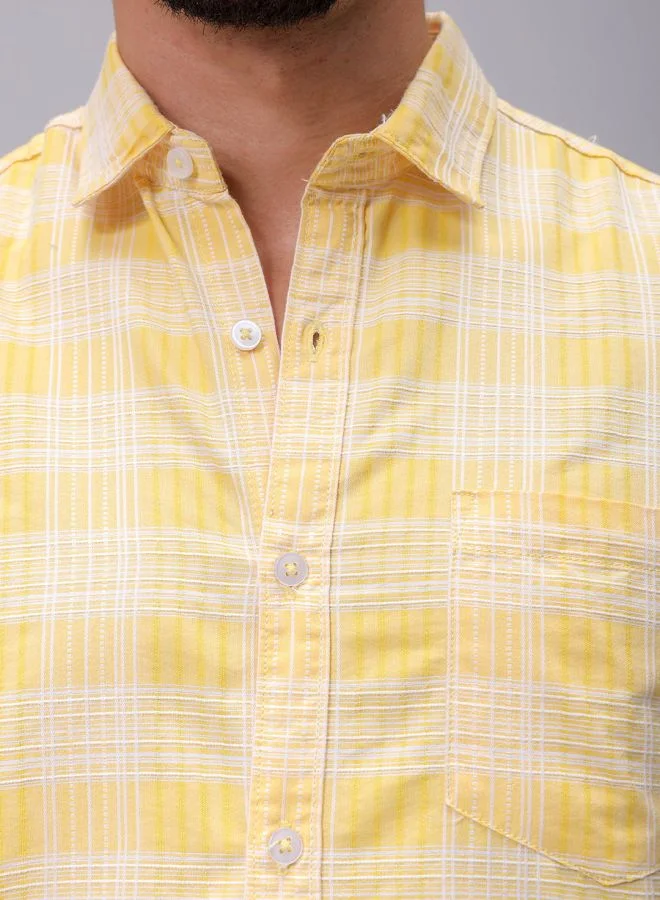 The Indian Garage Co Men Slim Fit Checkered Full Sleeves Cutaway Collar Casual Shirt