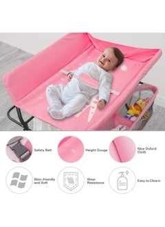 Chulovs Portable Baby Changing Table with Wheels, Adjustable Diaper Changing Station featuring 4 Height Levels & Storage Shelf for Newborns and Infants  - Image 4