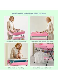Chulovs Portable Baby Changing Table with Wheels, Adjustable Diaper Changing Station featuring 4 Height Levels & Storage Shelf for Newborns and Infants  - Image 3