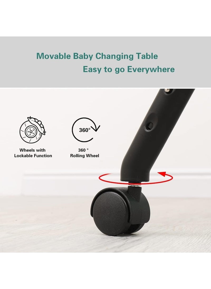 Chulovs - Portable Baby Changing Table with Wheels, Adjustable Diaper Changing Station featuring 4 Height Levels & Storage Shelf for Newborns and Infants - Image 1