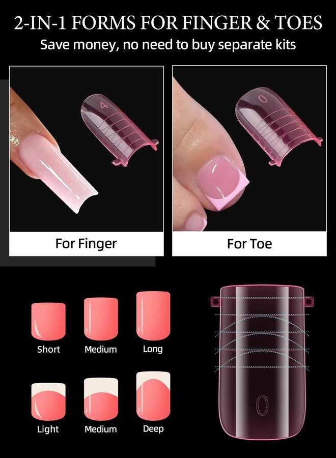 EBANKU Poly Gel Nail forms for Finger and Toes, 240PCS Straight Flat Pre-etched Reusable Square Dual forms Nail Extension for Large Wider Normal Finger &Toe Nail Beds, Pink - Image 2