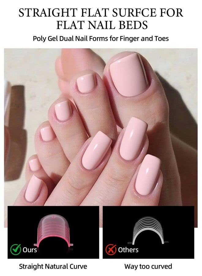 EBANKU Poly Gel Nail forms for Finger and Toes, 240PCS Straight Flat Pre-etched Reusable Square Dual forms Nail Extension for Large Wider Normal Finger &Toe Nail Beds, Pink - Image 3