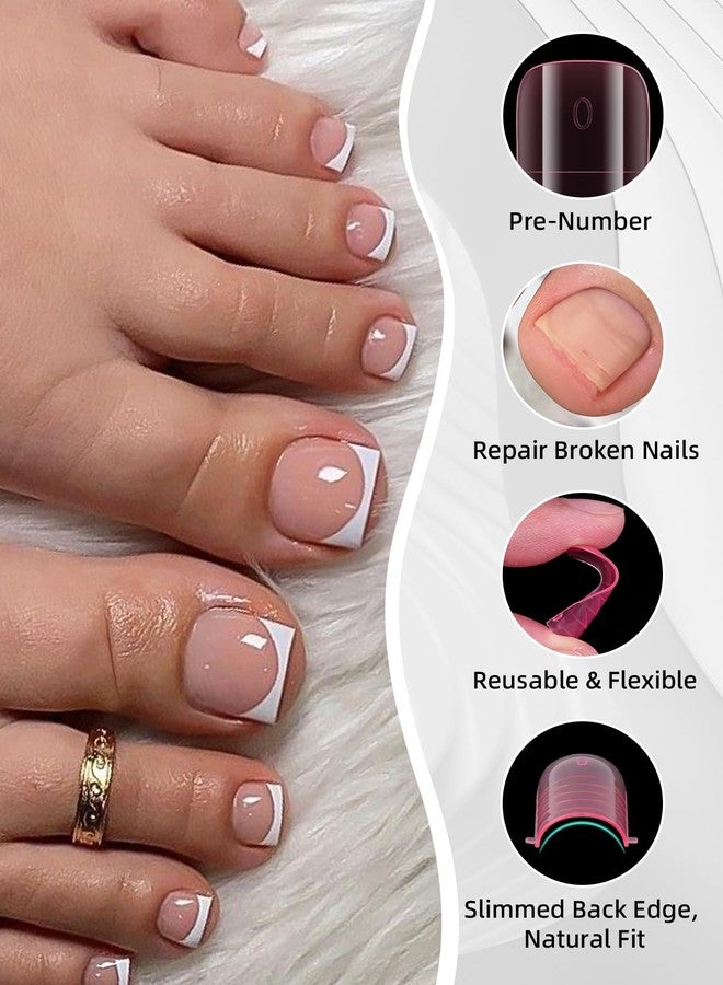 EBANKU Poly Gel Nail forms for Finger and Toes, 240PCS Straight Flat Pre-etched Reusable Square Dual forms Nail Extension for Large Wider Normal Finger &Toe Nail Beds, Pink - Image 4