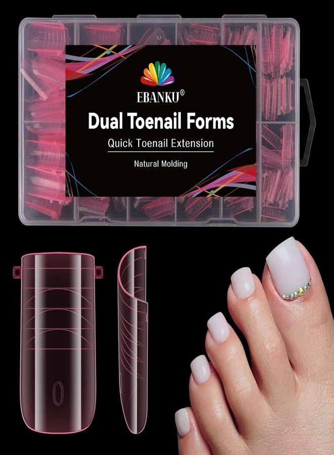 EBANKU Poly Gel Nail forms for Finger and Toes, 240PCS Straight Flat Pre-etched Reusable Square Dual forms Nail Extension for Large Wider Normal Finger &Toe Nail Beds, Pink - Image 1