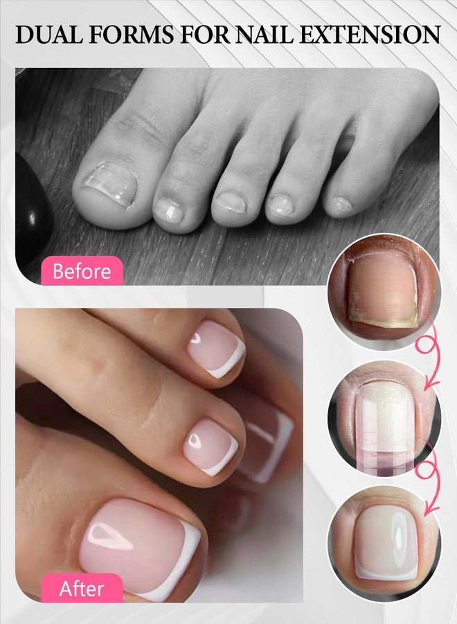 EBANKU Poly Gel Nail forms for Finger and Toes, 240PCS Straight Flat Pre-etched Reusable Square Dual forms Nail Extension for Large Wider Normal Finger &Toe Nail Beds, Pink - Image 5