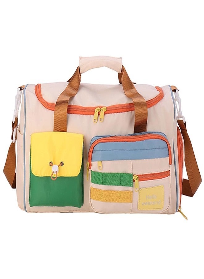 TAGUDA Small Gym Duffle Bag for Women with Shoe Compartment, Colourblock Weekender Overnight Travel Tote, Includes Toiletry Bag - Image 1