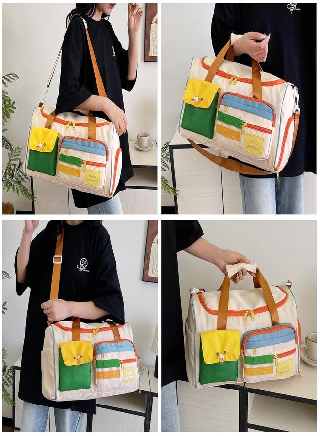 TAGUDA Small Gym Duffle Bag for Women with Shoe Compartment, Colourblock Weekender Overnight Travel Tote, Includes Toiletry Bag - Image 2