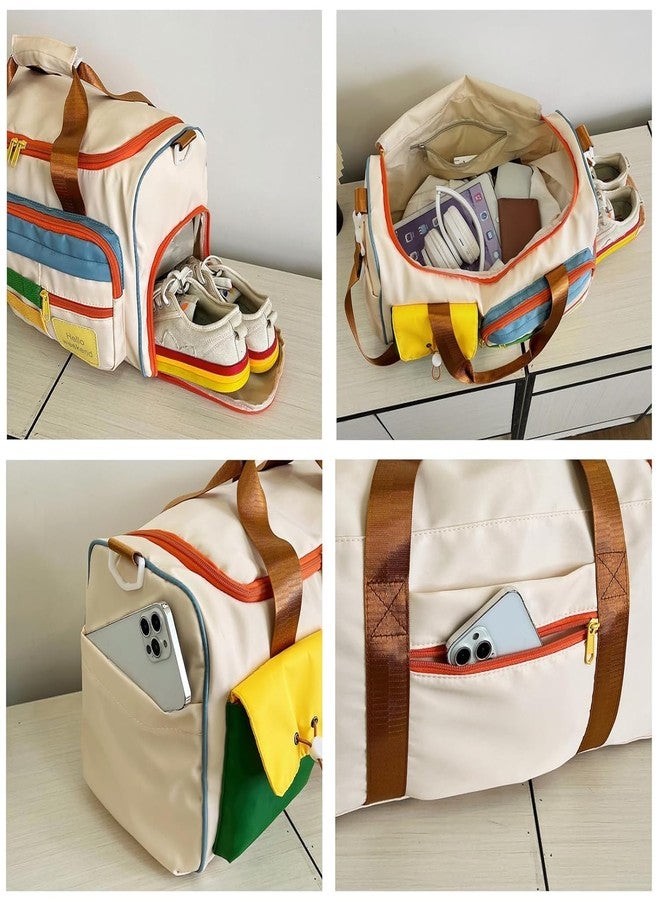 TAGUDA Small Gym Duffle Bag for Women with Shoe Compartment, Colourblock Weekender Overnight Travel Tote, Includes Toiletry Bag - Image 3