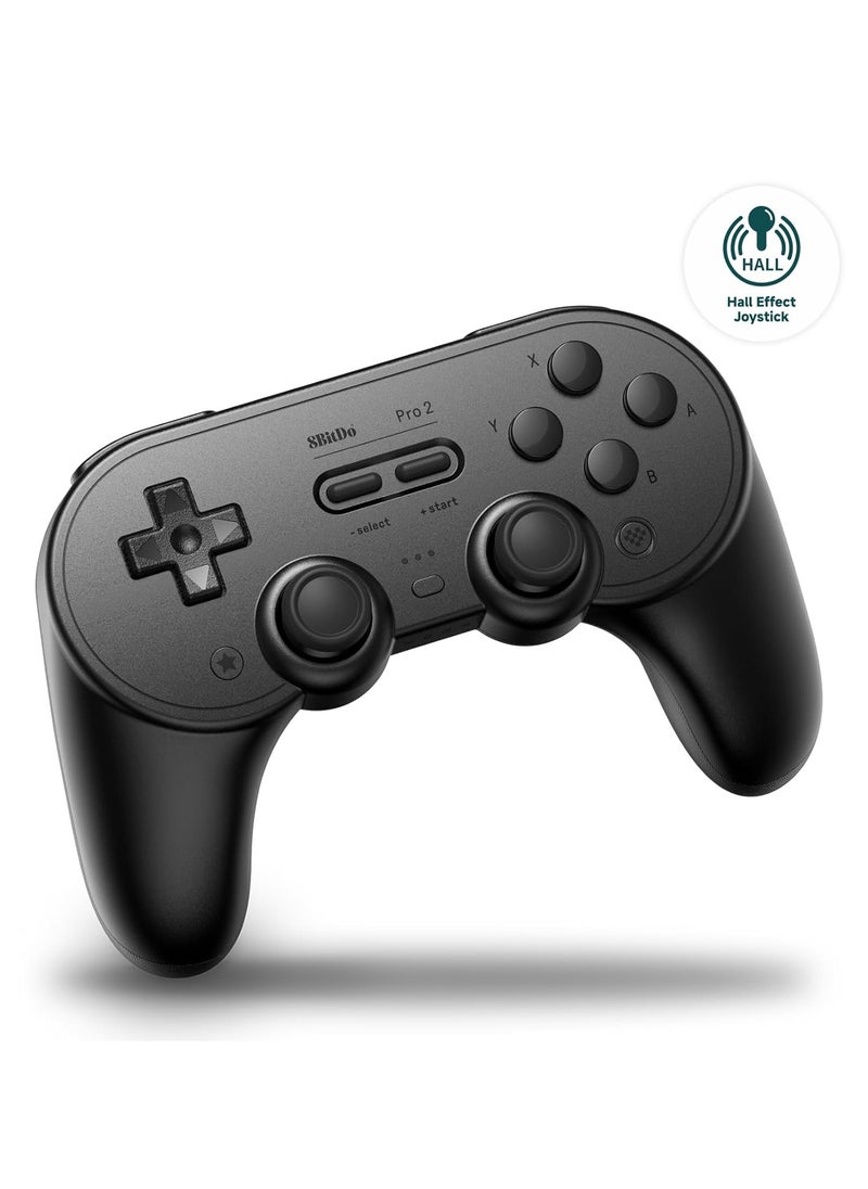 Generic - 8Bitdo Pro 2 Bluetooth Controller for Switch, Hall Effect Joystick Update, Wireless Gaming Controller for Switch, PC, Android, and Steam Deck & Apple (Black) - Image 1